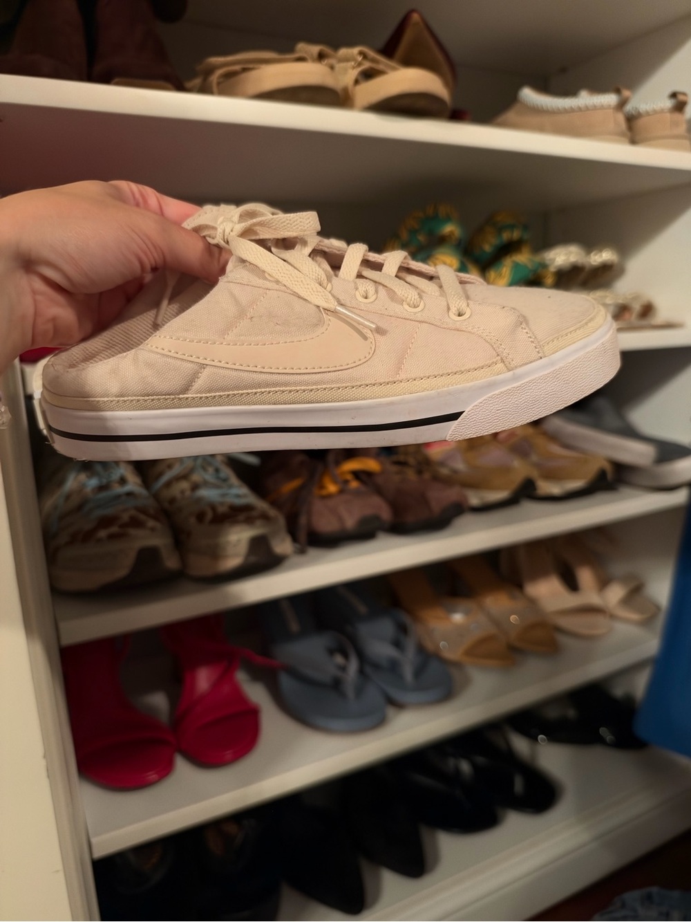 Nike Cream Canvas Slip-On Sneaker Mule